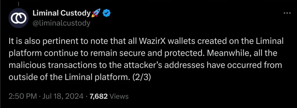 Liminal (falsely) claiming that the malicious transactions occurred outside their platform.